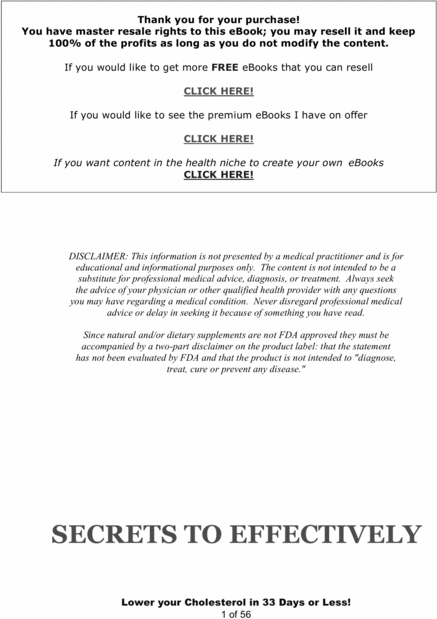 Product picture Lower Your Cholesterol In 33 Days